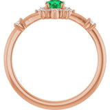 Round Lab-Grown Emerald & Diamond Halo Ring in Rose Gold