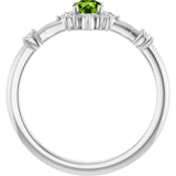 Round Peridot Halo Ring with Diamond Accents in Platinum