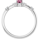 Round Pink Tourmaline Halo Ring with Diamond Accents in Platinum