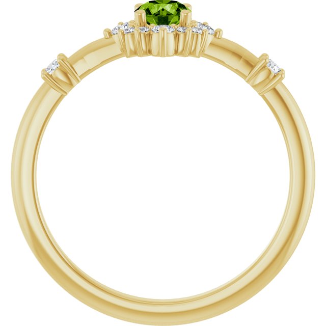 Round Peridot Halo Ring with Diamond Accents in Yellow Gold