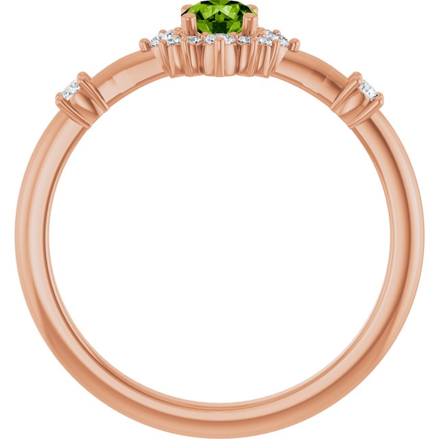 Round Peridot Halo Ring with Diamond Accents in Rose Gold
