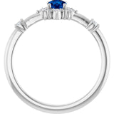 Round Blue Sapphire Halo Ring with Diamond Accents in White Gold