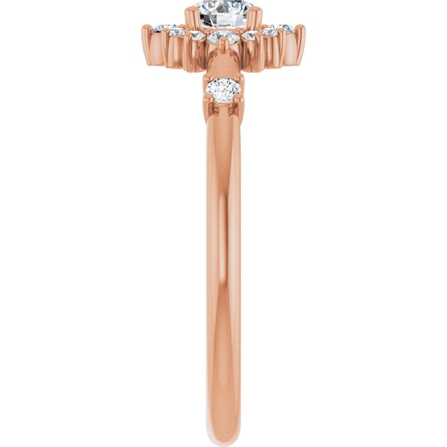 Round White Sapphire Halo Ring with Diamond Accents in Rose Gold