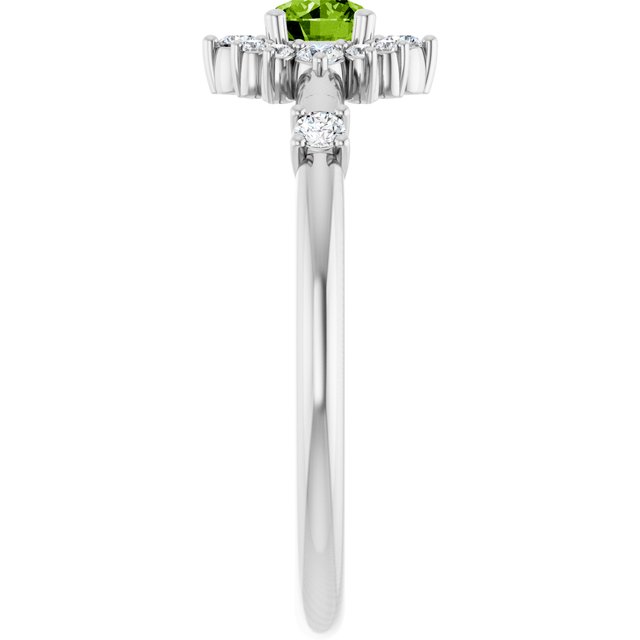 Round Peridot Halo Ring with Diamond Accents in Platinum