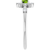 Round Peridot Halo Ring with Diamond Accents in White Gold