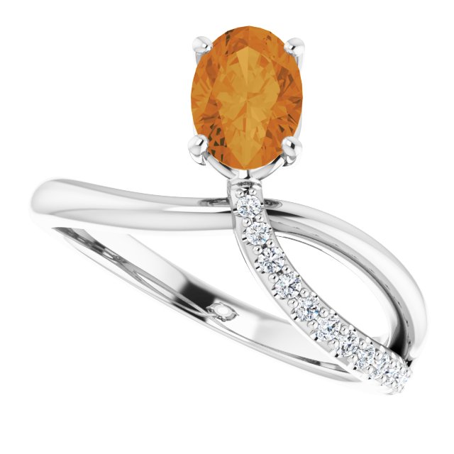 Oval Citrine Halo Ring with Diamond Accents in Gold and Platinum