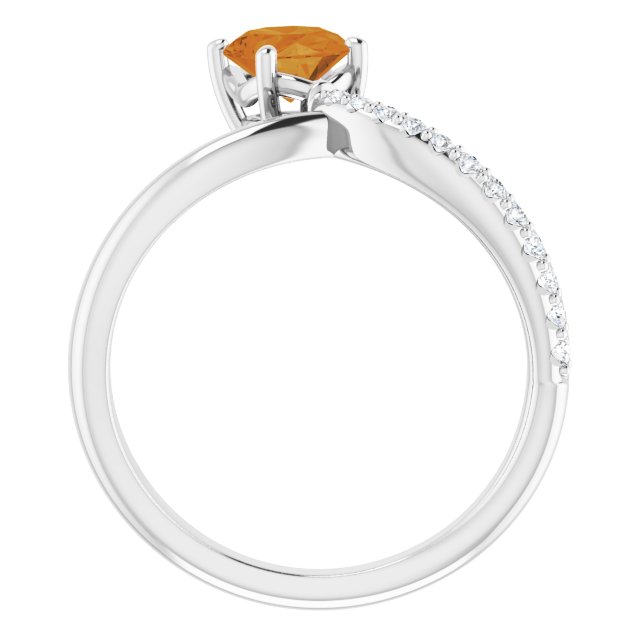Oval Citrine Halo Ring with Diamond Accents in Gold and Platinum