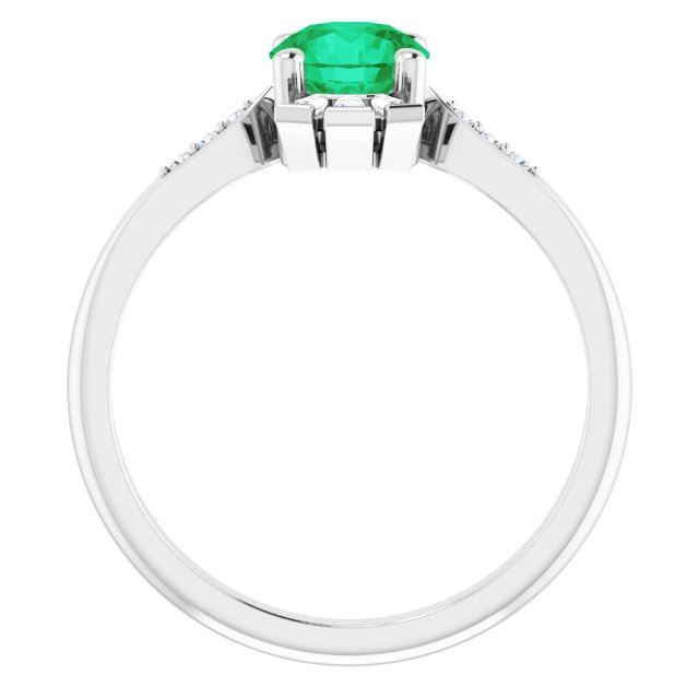 Round Lab-Grown Emerald & Diamond Ring in Gold and Platinum