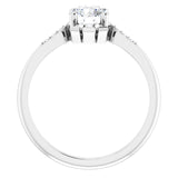 Round White Sapphire & Diamond Accented Ring in Gold and Platinum