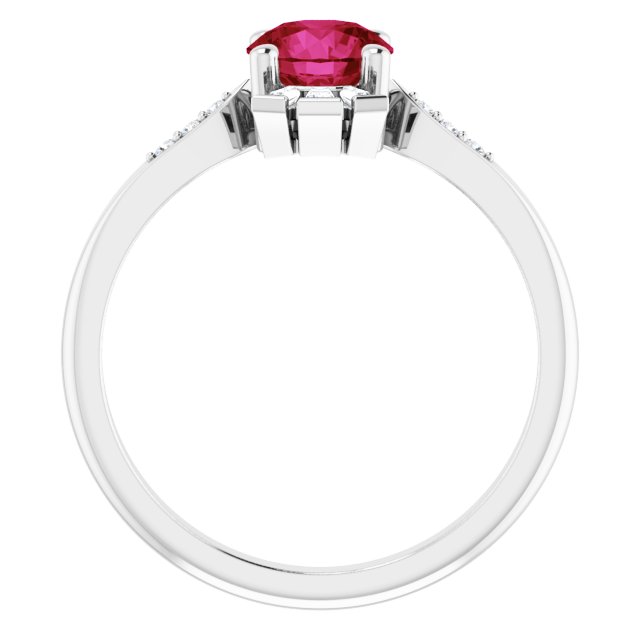 Round Lab-Grown Ruby & Diamond Accented Ring in Gold and Platinum