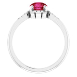 Round Lab-Grown Ruby & Diamond Accented Ring in Gold and Platinum