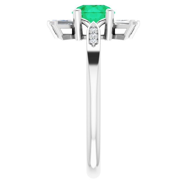 Round Lab-Grown Emerald & Diamond Ring in Gold and Platinum