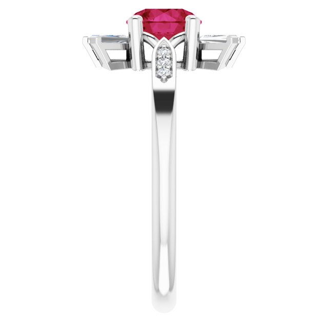 Round Lab-Grown Ruby & Diamond Accented Ring in Gold and Platinum