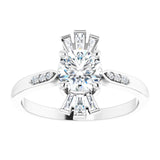 Round White Sapphire & Diamond Accented Ring in Gold and Platinum