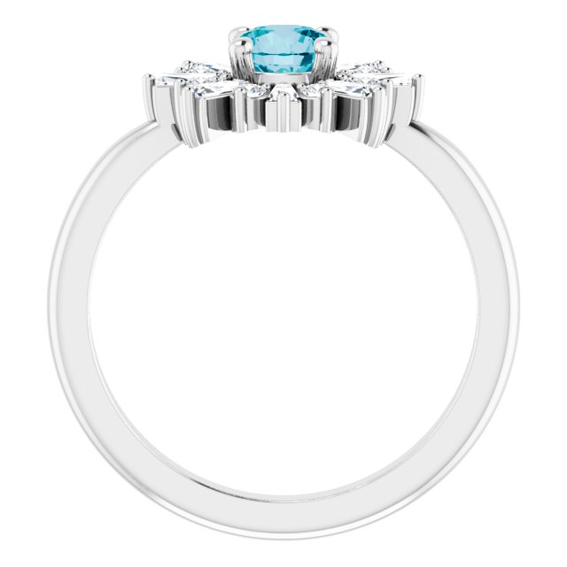 Round London Blue Topaz & Diamond Ring in Gold and Platinum