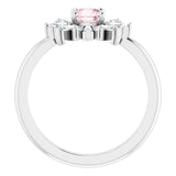 Round Pink Mandganite & Diamond Accented Ring in Gold and Platinum