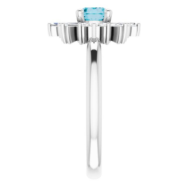 Round London Blue Topaz & Diamond Ring in Gold and Platinum