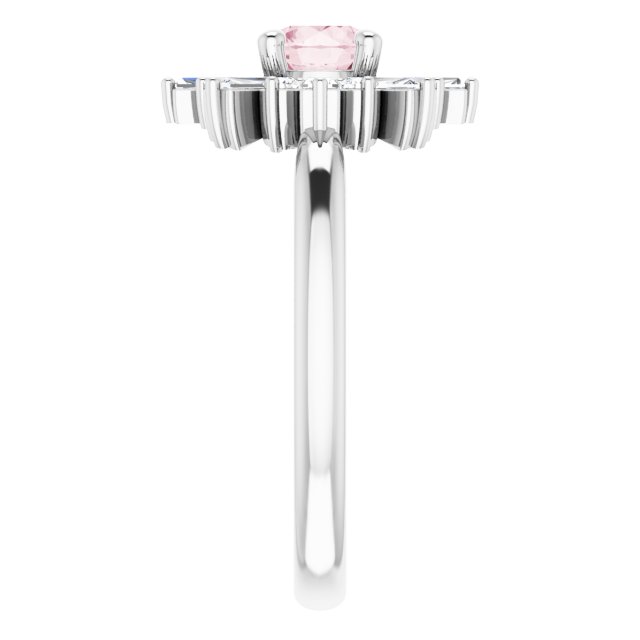 Round Pink Mandganite & Diamond Accented Ring in Gold and Platinum