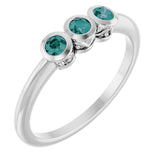 Round Alexandrite Three Stone Ring in Platinum