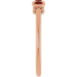 Round Mozambique Garnet Three Stone Ring in Rose Gold