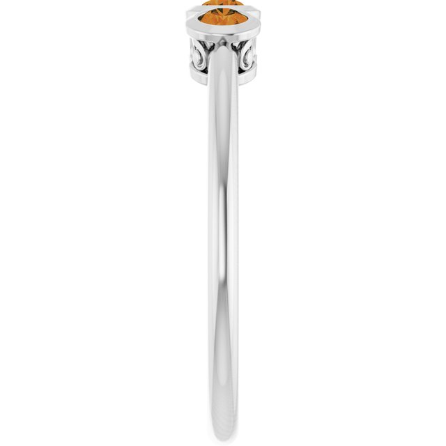 Round Citrine Three Stone Ring in Platinum
