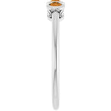 Round Citrine Three Stone Ring in Platinum