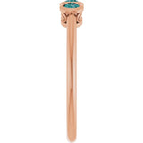 Round Alexandrite Three Stone Ring in Rose Gold