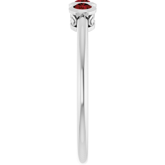 Round Mozambique Garnet Three Stone Ring in Platinum