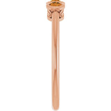 Round Citrine Three Stone Ring in Rose Gold