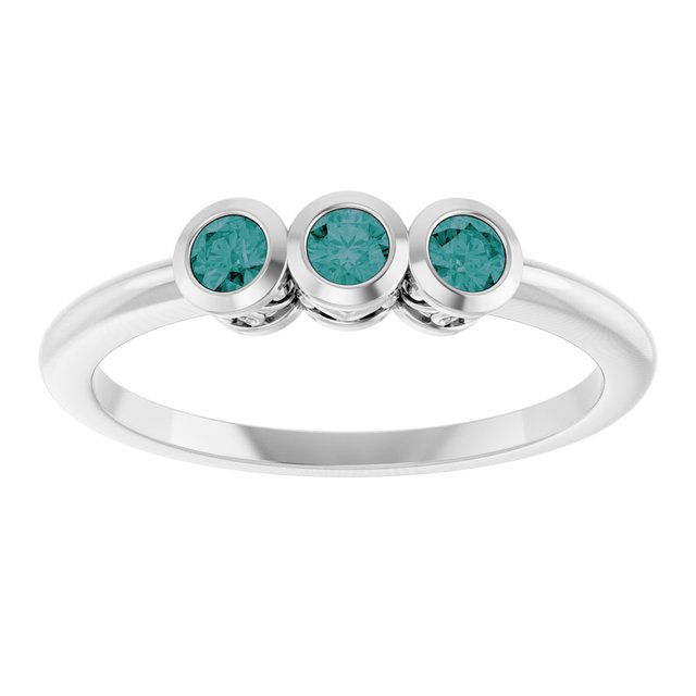 Round Alexandrite Three Stone Ring in Platinum