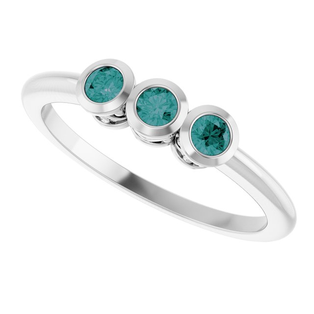 Round Alexandrite Three Stone Ring in Platinum