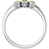 Round Peridot Three Stone Ring in Platinum