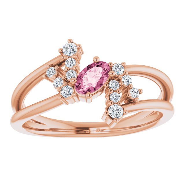 Oval Pink Tourmaline & Diamond Accented Ring in Rose Gold