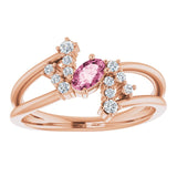 Oval Pink Tourmaline & Diamond Accented Ring in Rose Gold