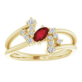 Oval Mozambique Garnet & Diamond Accented Ring in Yellow Gold