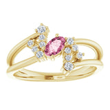 Oval Pink Tourmaline & Diamond Accented Ring in Yellow Gold