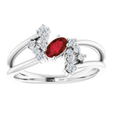 Oval Mozambique Garnet & Diamond Accented Ring in White Gold