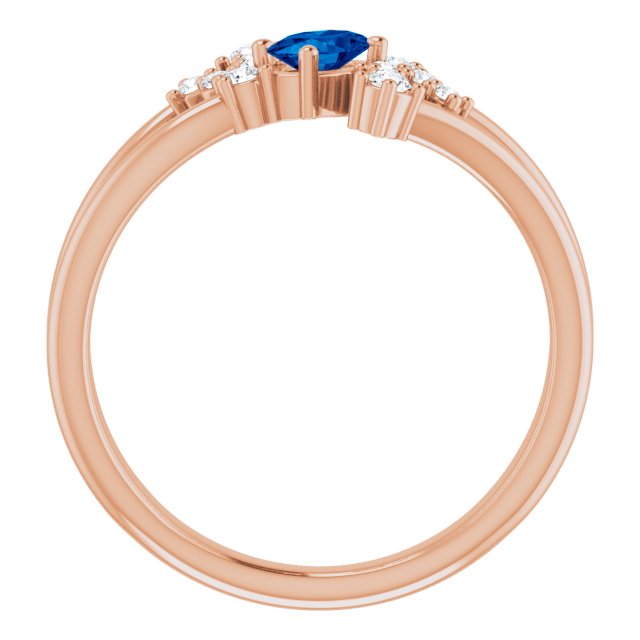 Oval Blue Sapphire Accented Ring with Diamond Accents in Rose Gold