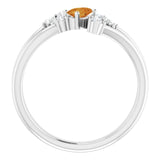Oval Citrine Accented Ring with Diamond Accents in Platinum