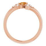 Oval Citrine Accented Ring with Diamond Accents in Rose Gold