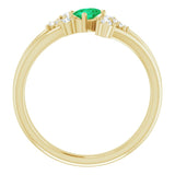 Oval Emerald Accented Ring with Diamond Accents in Yellow Gold