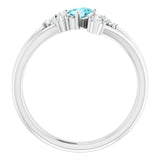 Oval Blue Zircon Accented Ring with Diamond Accents in Platinum