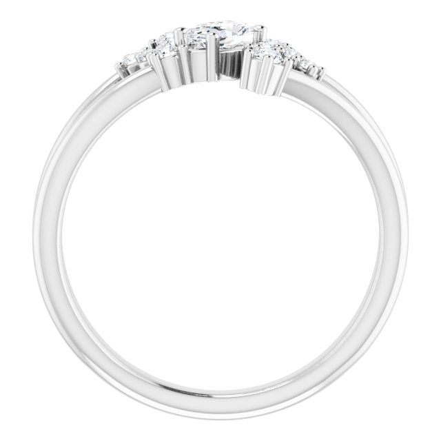 Oval White Sapphire Accented Ring with Diamond Accents in Platinum