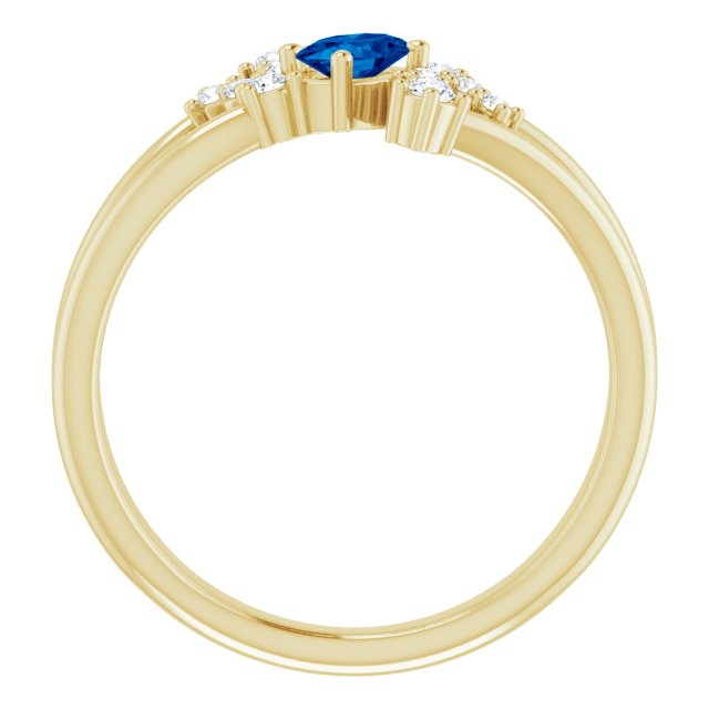 Oval Blue Sapphire & Diamond Accented Ring in Yellow Gold