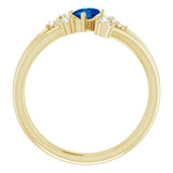 Oval Blue Sapphire & Diamond Accented Ring in Yellow Gold