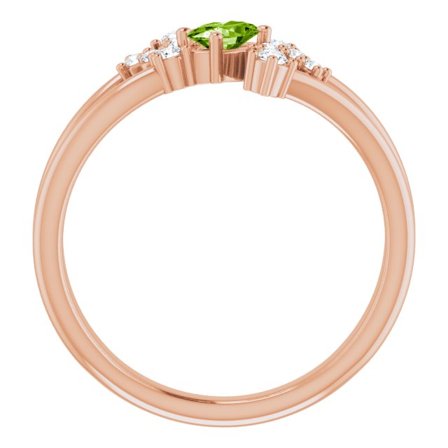 Oval Peridot Accented Ring with Diamond Accents in Rose Gold