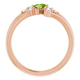 Oval Peridot Accented Ring with Diamond Accents in Rose Gold