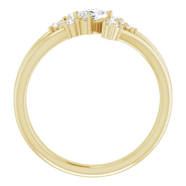 Oval White Sapphire & Diamond Accented Ring in Yellow Gold