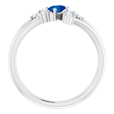 Oval Blue Sapphire & Diamond Accented Ring in White Gold