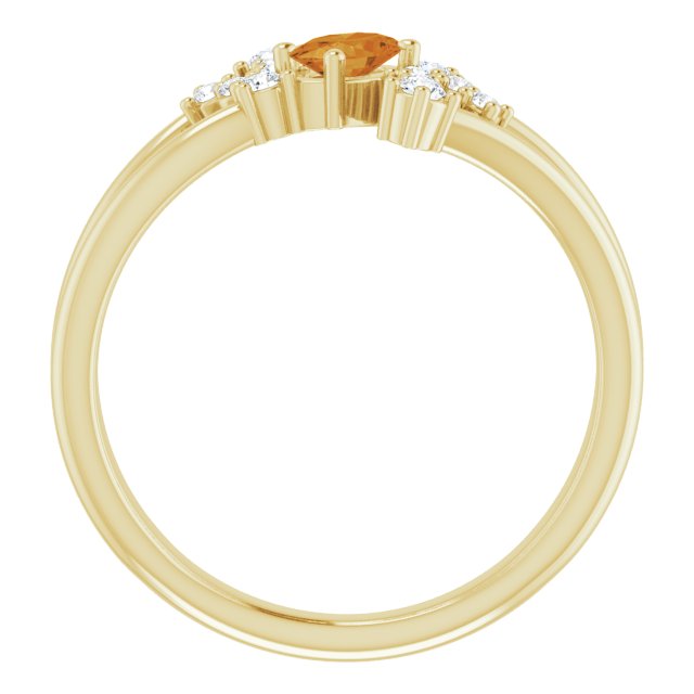 Oval Citrine Accented Ring with Diamond Accents in Yellow Gold